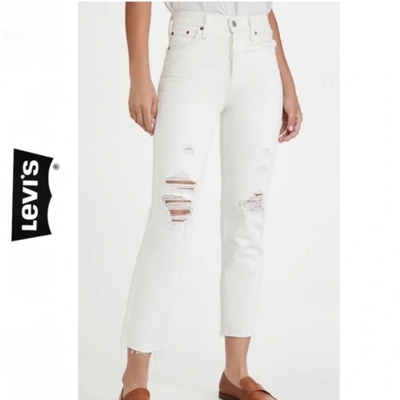 Levi’s Wedgie White Highrise Jeans Button Fly Size 26 Cotton - Picture 3 of 17